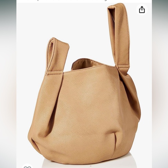 Small Tote Bag Cross Strap Detail Leather in Tan - Picture 2 of 5